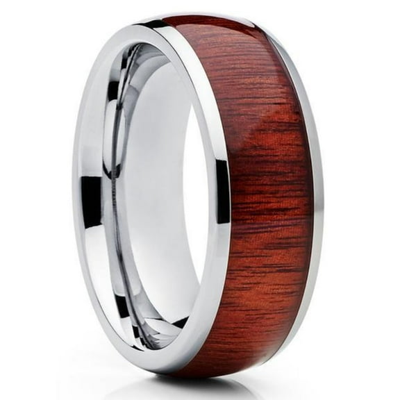 Koa Wood Wedding Ring,Tungsten Wedding Ring,8mm Wedding Ring,Man's Ring,Tungsten Carbide Ring