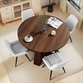 thumbnail image 5 of Hawsaiy Extendable Round to Oval Dining Table Set for 4–6, Space-Saving Wooden Table with Hidden Storage, Expandable Dining Table with Upholstered Chairs(Walnut Table+4 White Chairs), 5 of 10