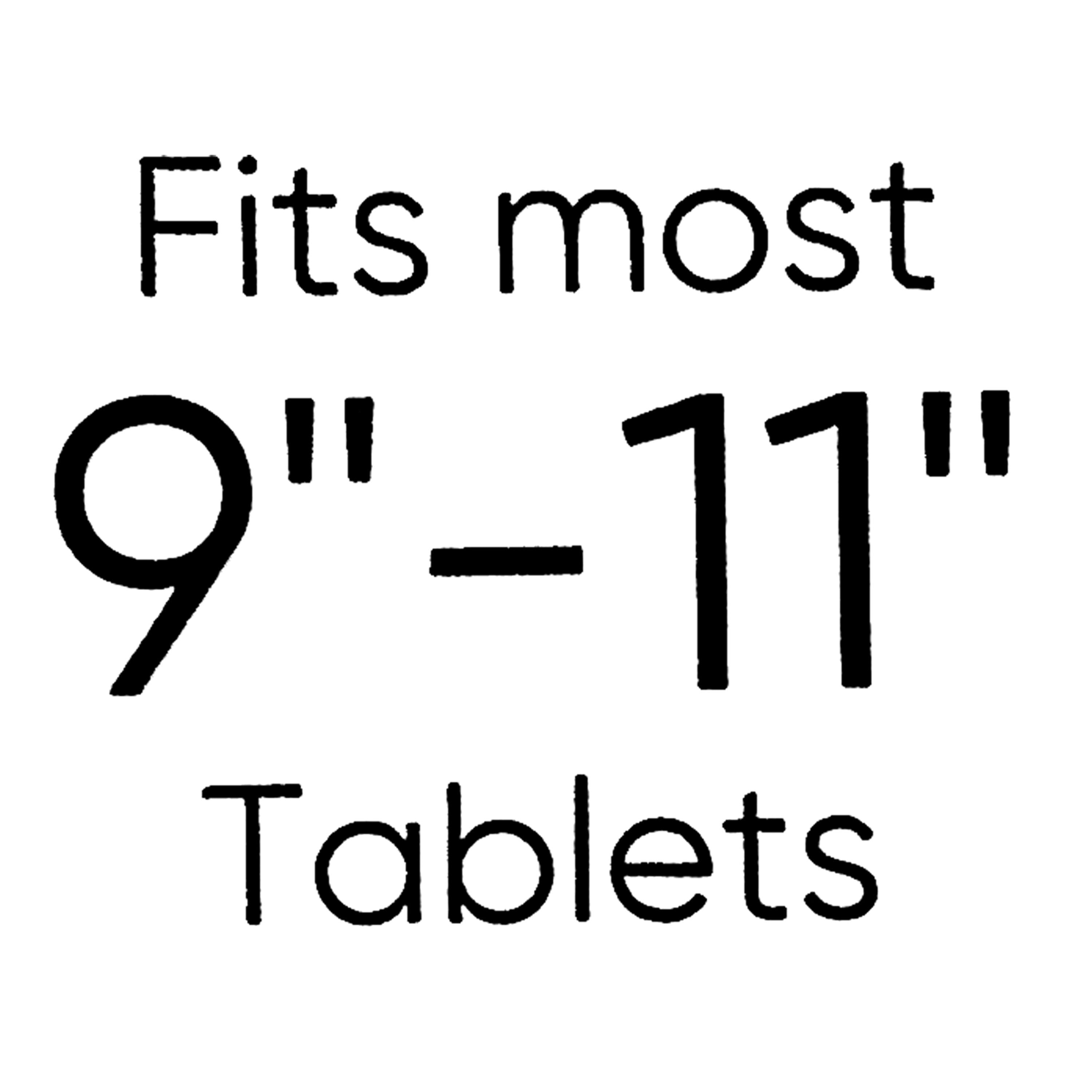 onn Black Vegan Leather Zippered Tablet Folio Case with Stylus for 9 to 11 inch Tablets