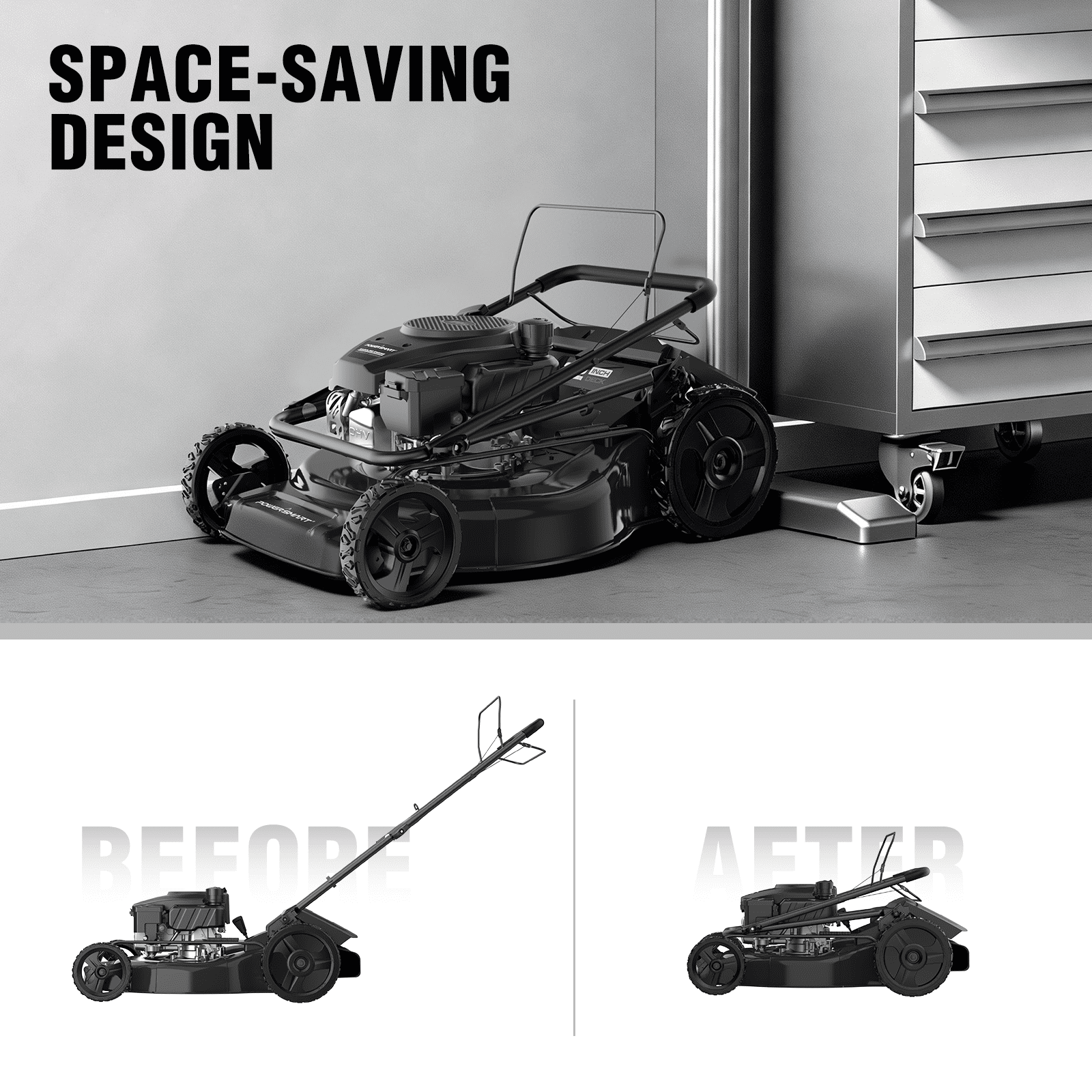 PowerSmart 170CC 22" 3-in-1 Gas Self-Propelled Lawn Mower with 6-Position Height Adjustment