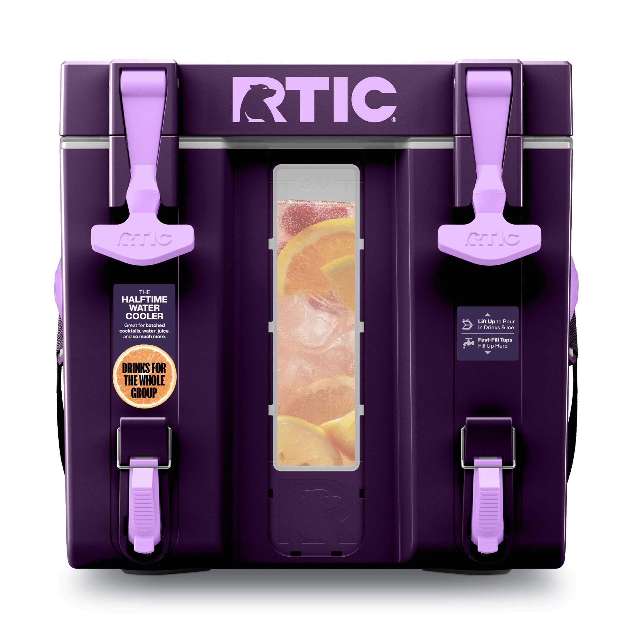 RTIC Halftime Water Cooler, 3 Gallon Hard-Sided Water Cooler, Plum/Lavender