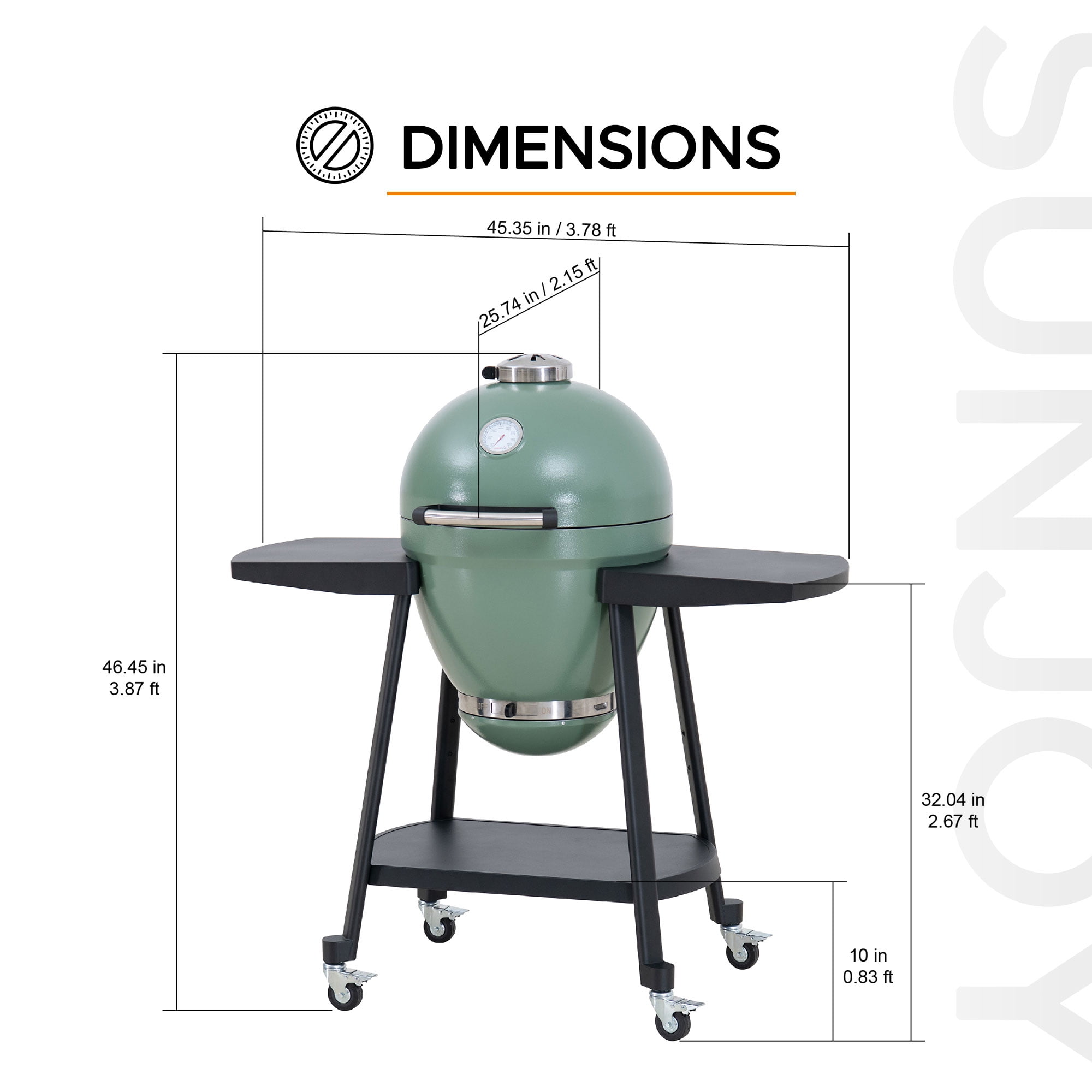 SUNJOY 20 inch Charcoal Grill, Egg-shaped Outdoor Grill with Pizza Stone, Ultimate BBQ Grill and Smoker with Wheels, Green