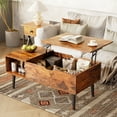 thumbnail image 2 of EDX Modern Lift Top Coffee Table with Hidden Storage Compartments, Adjustable Shelves for Living Room, Small Spaces, Rustic Brown, 2 of 10