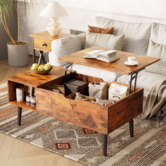 ZUNMOS Modern Coffee Table for Living Room, Rust