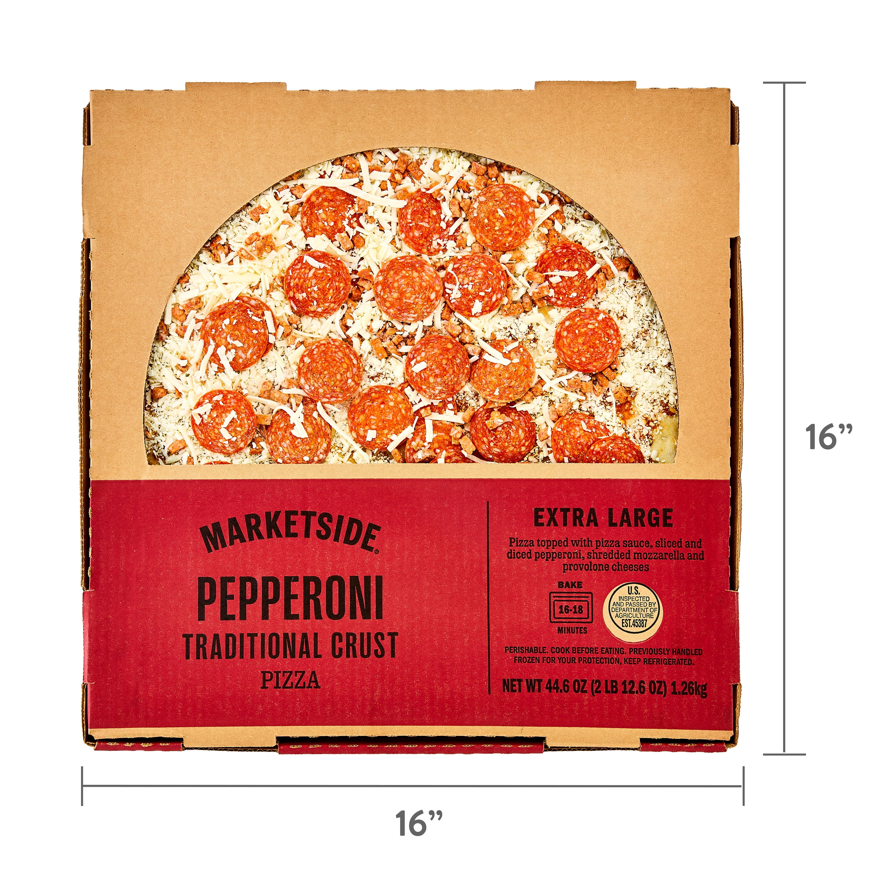 Marketside 16 Inch Extra Large Pepperoni Pizza with Marinara Sauce and Cheese, Ready to Bake