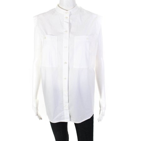 Pre-owned|Escada Womens Sleeveless Button Down Blouse White Size 46 EUR