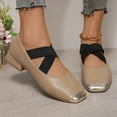 thumbnail image 6 of Mary Jane Shoes Women,Low Heel Straps Casual All Seasons Mary Jane Shoes for Daily Wear Work,Brown Mary Janes for Women,Khaki,10.5, 6 of 8