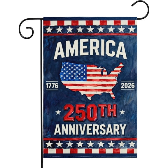 250th America Anniversary Patriotic 4th July Usa Garden Flag 12 x 18 Inch Double Sided Linen Outdoor Decor