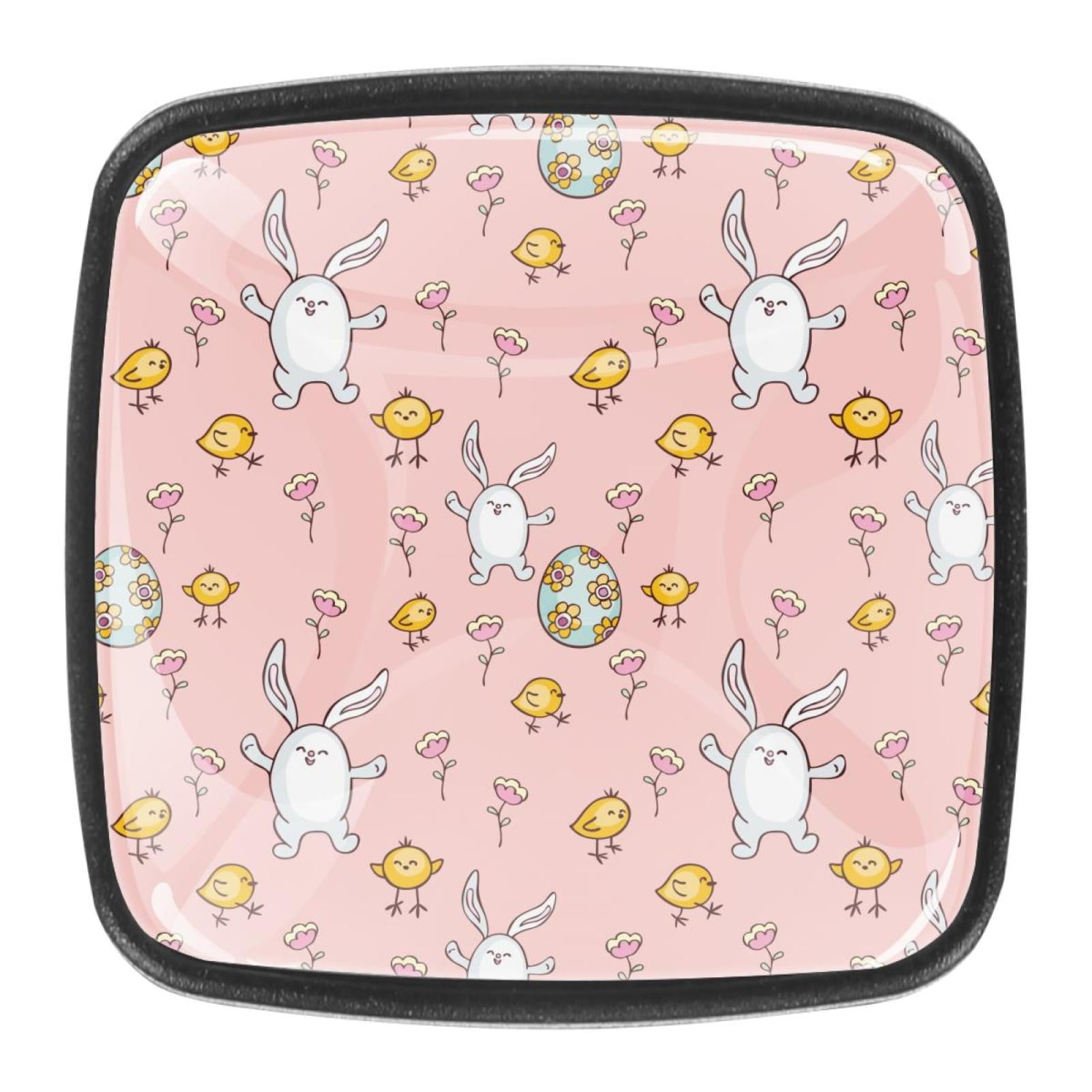 4 Pcs Square Handle Cupboard Knob Drawer Pulls Handle Rabbits