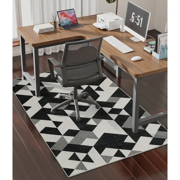 CHAKME Geometric Chair Mat Hardwood Floor 36 x 48 Non Slip Washable Office Chair Mat Desk Chair Floor Protector