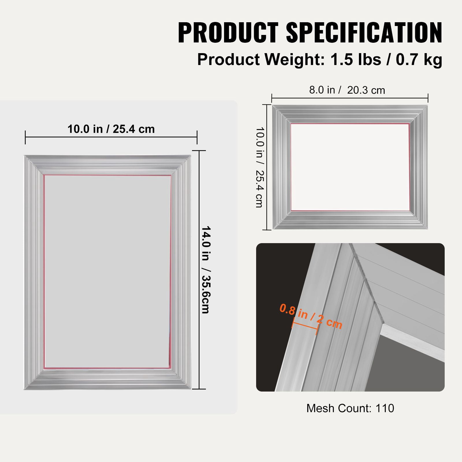 Screen Printing Kit, 2 Aluminum Frames (8x10/10x14 Inch) 110 Mesh, 2 Tapes, Squeegees, Transparency Films for T-Shirts DIY Printing