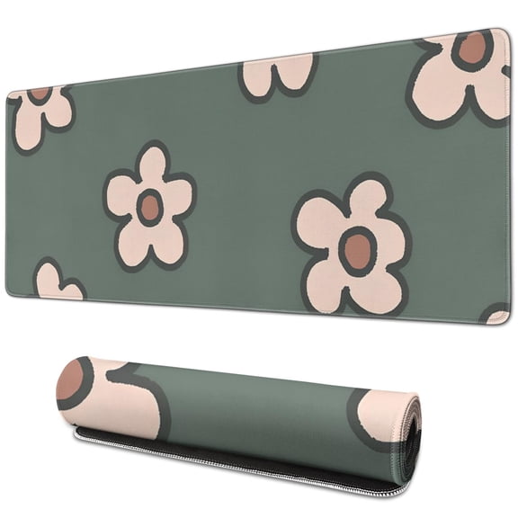 Vintage Groovy Flowers Desk Mat: Perfect Blend of Style & Functionality! Extended Gaming Mouse Pad for Smooth Office Work & Gaming, Large Mousepad with Non-Slip Rubber Base - 31.5x11.8 inches