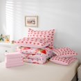 thumbnail image 6 of Manfei Cute Strawberry 7pcs Bedding Comforter Set,Bow Tie Ribbon Queen Bedding Sets,Pink Loves Pattern Queen Sheet Sets For Girls Kids,Breathable Home Decor Reversible, 6 of 8
