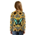 thumbnail image 2 of Xoenoiee Butterfly Sunflower Leopard Print Girl's Long Sleeve Shirts Tie Front Knot Tops Tee Crew Neck T Shirt Pullover Tunic Sweatshirt for Beach Vacation, 5-6 Year, 2 of 7
