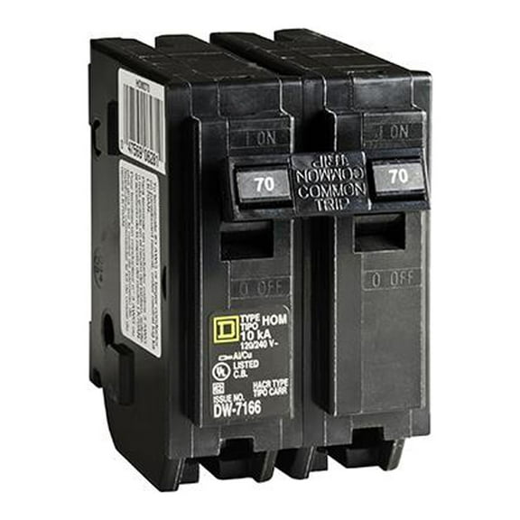 Square D HOM270CP Homeline 70-Amp Double-Pole Circuit Breaker - Quantity 5