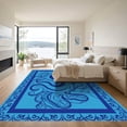 thumbnail image 3 of ODIKA 3x5 Machine Washable Non-Slip Area Rug, Contemporary Snake Inspired Abstract Art with Lush Tones High Traffic Rug with Pad, Blue, 913839, 3 of 8