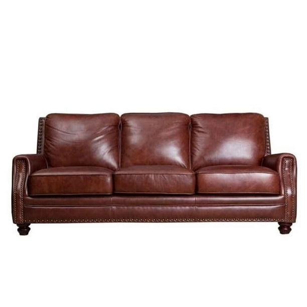 Pemberly Row Leather Sofa In Brown, Red Leather Sofa Furniture Row
