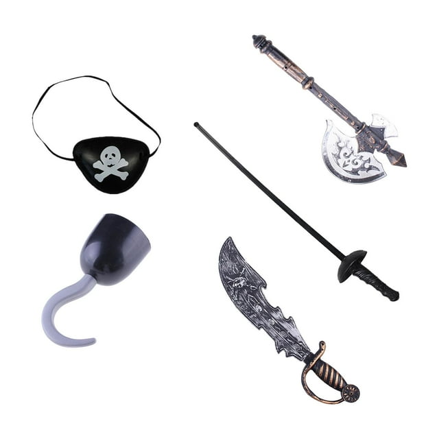 Accesorios de Halloween CUTICAT Conjunto de cosplay de pirata con hacha y parche de ojo