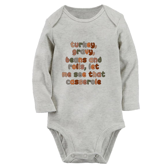 Let Me See That Casserole Thanksgiving Shirt Funny Rompers, Newborn Baby Unisex Bodysuits, Infant Jumpsuits, Toddler 0-12 Months Kids Long Sleeves Oufits (Gray, 0-6 Months)