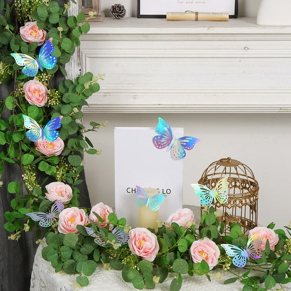 WIZUTIZ Simulated Vines Multicolor Butterflies Leaf Vines Home Decoration Spring Butterflies Vines 70.8in Home Assembly Home&garden