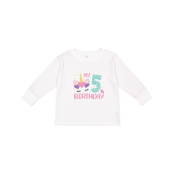 Inktastic My 5th Birthday Unicorn Girls Long Sleeve Toddler T-Shirt