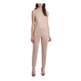 thumbnail image 3 of VINCE CAMUTO Womens Beige Zippered Slitted Sleeveless Mock Neck Tunic Top M, 3 of 4