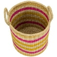 thumbnail image 5 of Northlight Set of 3 Striped Fuchsia and Yellow Seagrass Woven Baskets with Handles 13.75", 5 of 6