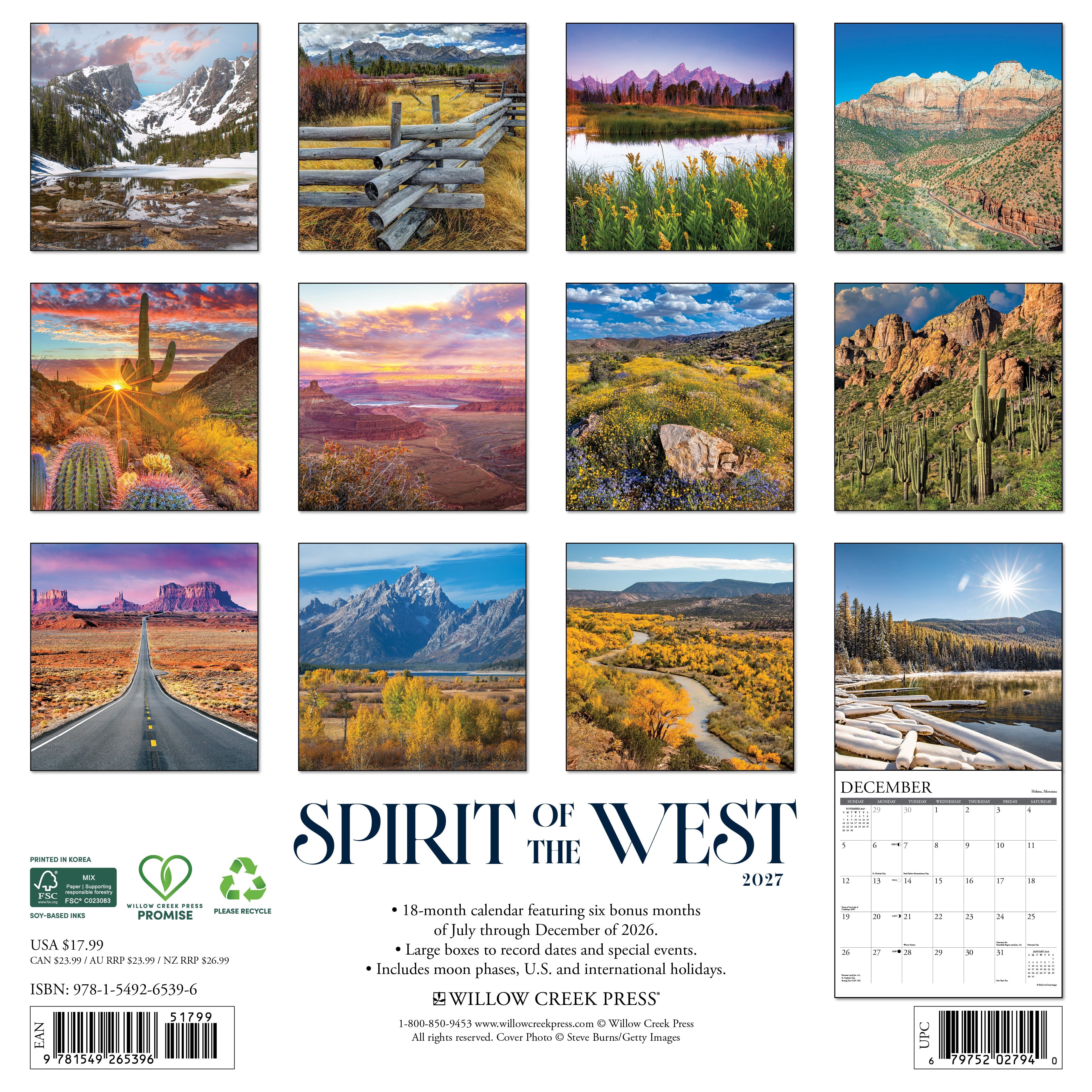Willow Creek Press, Spirit of the West 2027 Wall Calendar