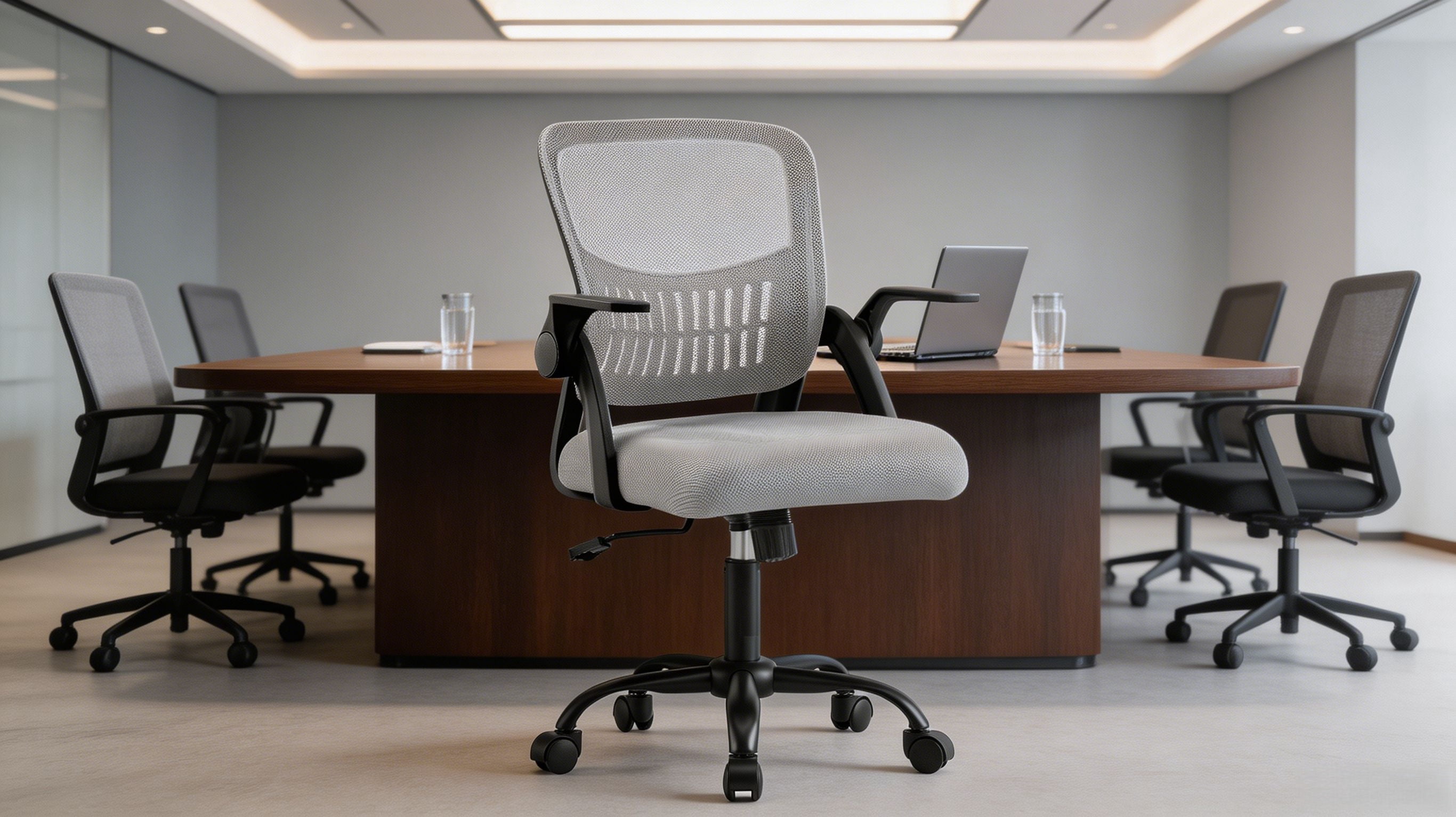 Flip-Up Armrest Fabric Computer Chair with Adjustable Rotating Backrest, Height Adjustable, 350 lbs Capacity, Multiple Colors