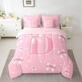 thumbnail image 2 of Castle Fairy Girls Female Cartoon Ribbon Bow Initial Alphabet D Bedding Comforter Set 7pcs,Dreamy Princess Queen Bedding Sets Super Cozy,Cute Bow Knot Queen Sheet Sets,Breathable Home Decor, 2 of 8