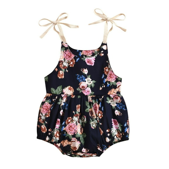 JikouIivo Newborn Coming Home from Hospital Outfit Romper Bodysuit Floral Print Sleeveless Strap Jumpsuit Outfit