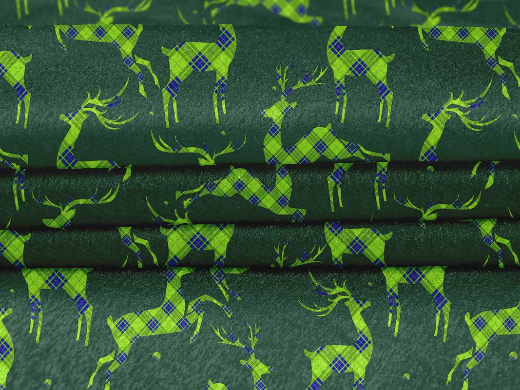 oneOone Velvet Dark Green Fabric Christmas Reindeer Lumberjack Fabric For Sewing Printed Craft Fabric By The Yard 58 Inch Wide