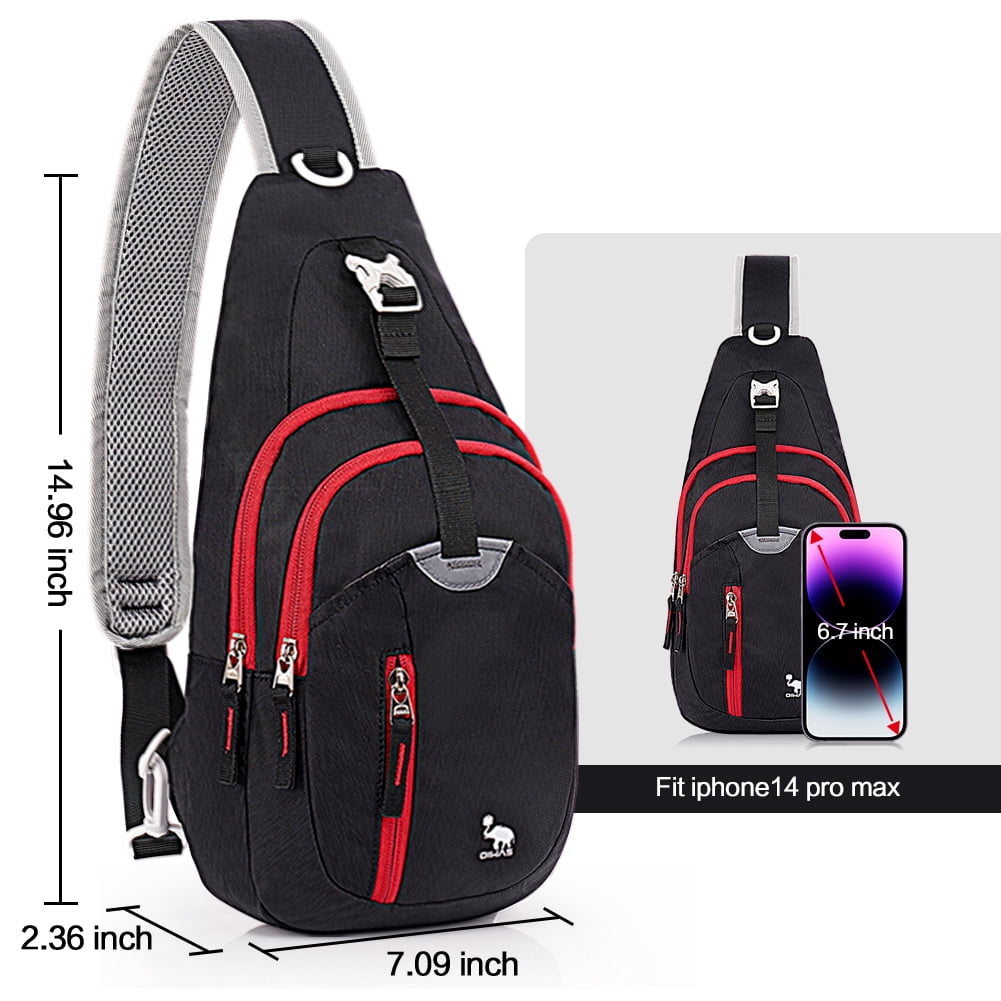 OIWAS Sling Bag Crossbody Chest Pack for Men Women, Lightweight Travel Daypack, Black