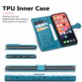 thumbnail image 3 of Cartoon Case for iPhone 13(2021), Allytech Embossed Animal PU Leather Impact Resistant TPU Back Card Slots Magnetic Closure Hand Strap Stand Cover for iPhone 13 6.1" 2021, Blue, 3 of 4
