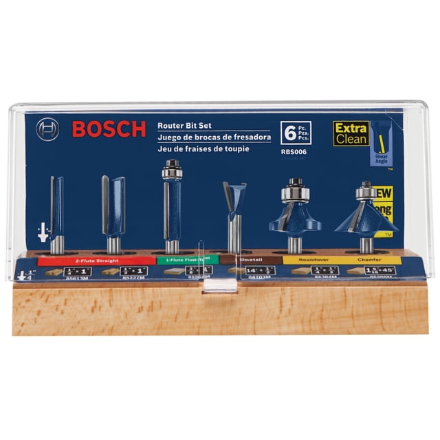 Juego de brocas fresadoras BOSCH RBS006, 6 piezas, vástago de 1/4 pulgadas con punta de carburo