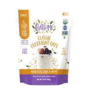 (4 pack) Oatsome Organic & Gluten-Free Overnight Oats with Chia, Flax & Hemp, 12oz Bag