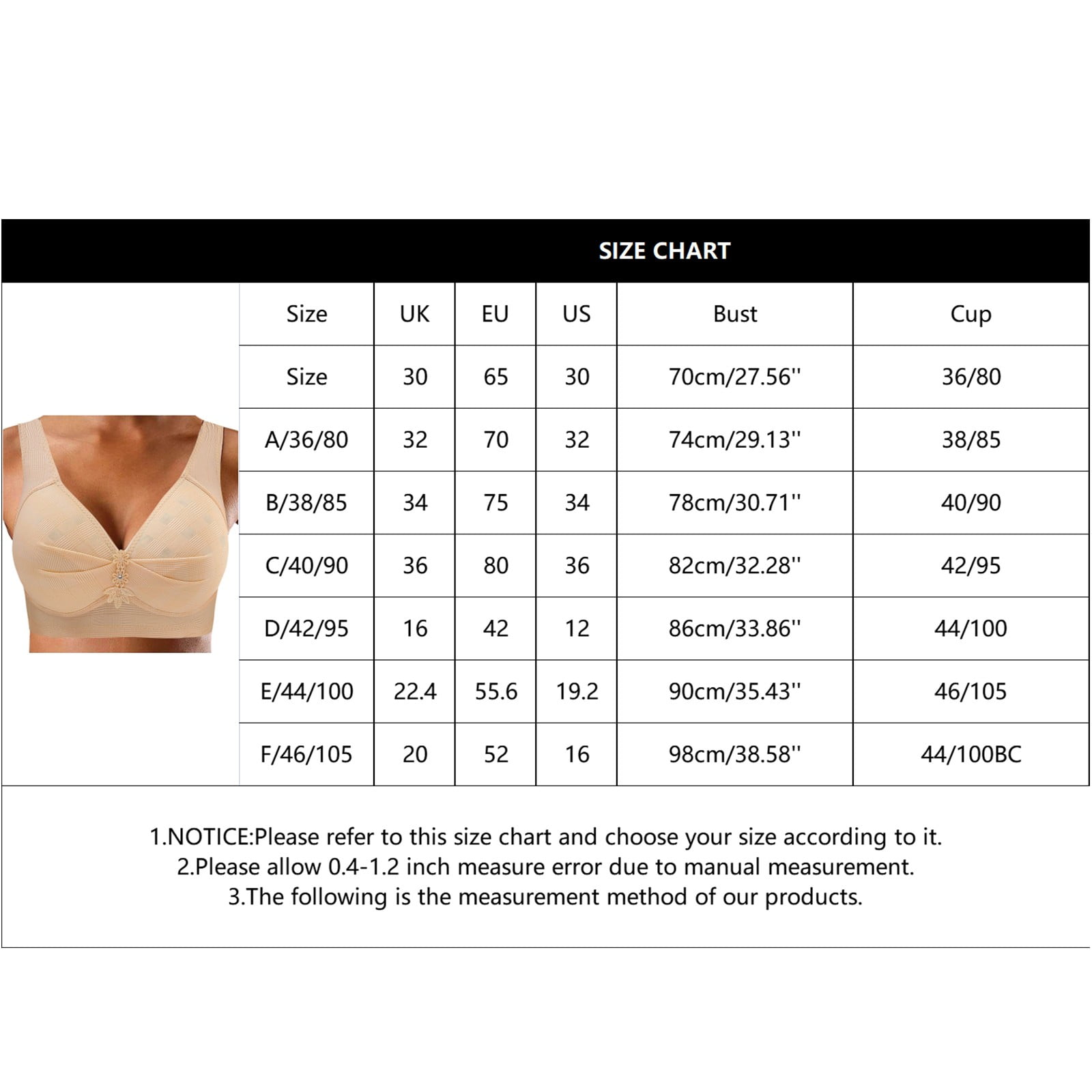 Tabla Talla De Brasier 42 Brasier Talla De Lenceria Bralette