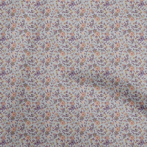 oneOone Polyester Spandex Gray Fabric Asian Suzani Diy Clothing Quilting Fabric Print Fabric By Yard 56 Inch Wide