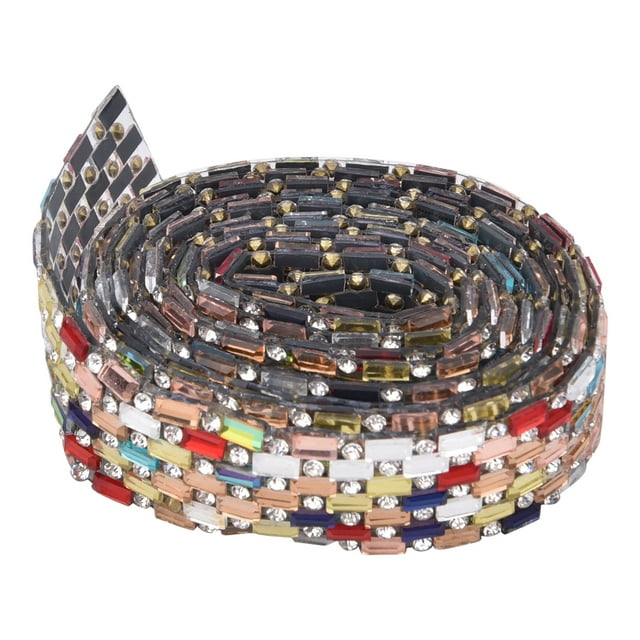 Accessoire de Vêtements, Chaîne en Verre Cristal Multicolore 1 Yard, Bande de Strass Cristal Robuste et Résistante