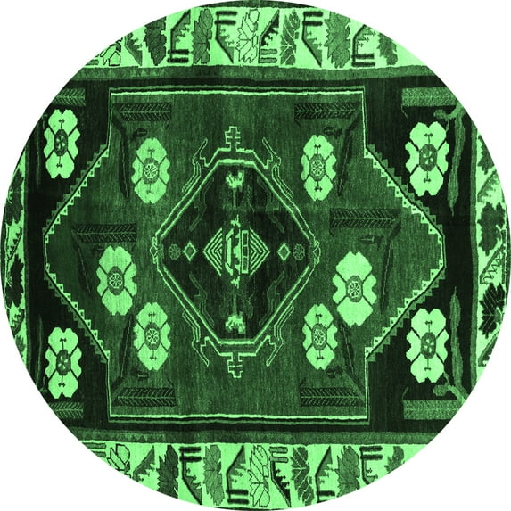 Ahgly Company Indoor Round Persian Emerald Green Traditional Area Rugs, 7' Round
