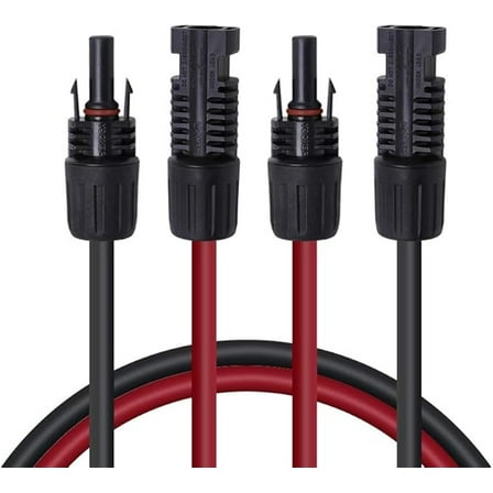 Renogy 10FT 12AWG Solar Panel Extension Cable with Female and Male Connectors, 10Ft. 12AWG, 1 Pair 10' 12 Gauge Red and Black