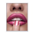 thumbnail image 1 of Designart Pink Woman Lips With Finger On Mouth FLOAT FRAME WALL ART, 1 of 4