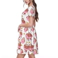 thumbnail image 2 of Naloa Sloth with Donuts1 Print Womens Summer A-Line Dress with Pockets,Short Sleeve Dresses,Flowy Beach Swing Dress for Vacation Travel, 2 of 6