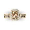 thumbnail image 2 of Clara Pucci 18K Yellow Gold Emerald Cut 1.5Ct Simulated Champagne Engagement Ring + Matching Band - Luxury Box Included, 2 of 7