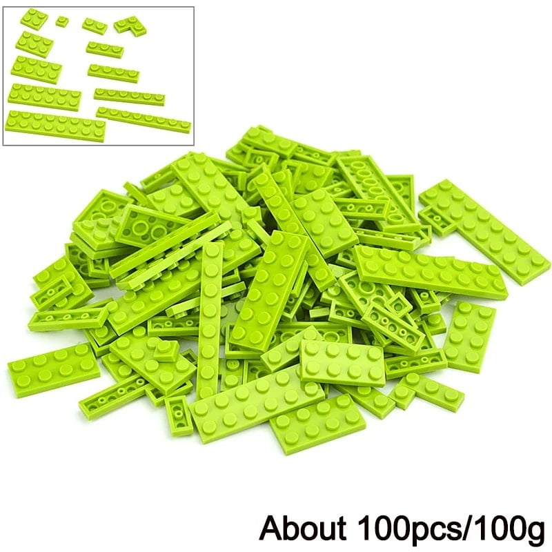 100Pcs Bulk Parts Thin Bricks 12 Size Mixed 15 Color Building Blocks Figures MOC Model Educational Construction Toy for Kid Gift