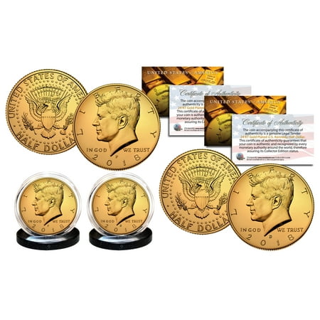 Clad Half Dollars - 2018 24K GOLD Clad JFK Kennedy Half Dollars 2-Coin Set P&D MINT w/COA & HOLDERS