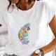 thumbnail image 1 of ICHUANYI Clearance Women's Summer Funny Feather Print Pattern Round Neck Short Sleeve T-shirt Top(Green, M) ICHUANYI WER2023081509459, 1 of 6