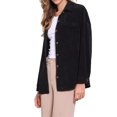 thumbnail image 4 of Camisas de pana INSPIRE CHIC para mujer, chaqueta casual de manga larga con botones, XS, negra, 4 of 6