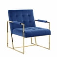thumbnail image 6 of Luxor Pink Velvet Modern Accent Chair in Gold, 6 of 7
