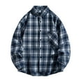 thumbnail image 1 of yoeyez Men's Plaid Button Down Shirts Long Sleeve Laple Shirt Business Checked Dress Shirts Modern Spring Work Jackets with Chest Pocket, 1 of 3